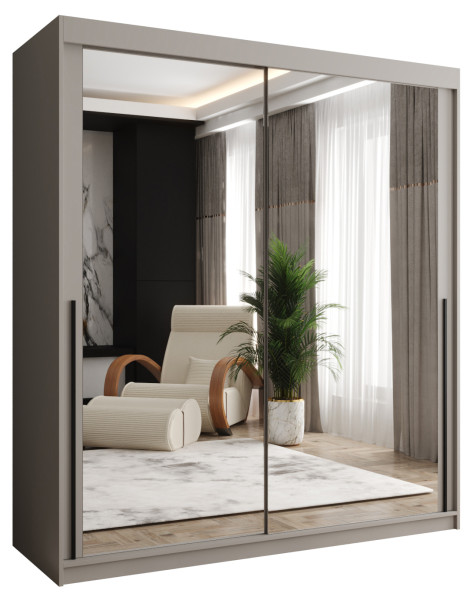 Szafa przesuwna z lustrem Garderoba SIMA T3 180 kaszmir + u. czarny 1079072