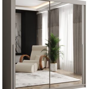 Szafa przesuwna z lustrem Garderoba SIMA T3 180 kaszmir + u. srebrny 1079133