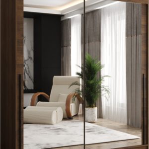 Szafa przesuwna z lustrem Garderoba SIMA T3 180 orzech + u. czarny 1079172