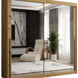 Szafa przesuwna z lustrem Garderoba SIMA T3 200 artisan + u. czarny 1079099