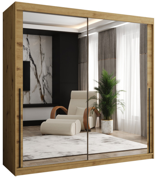 Szafa przesuwna z lustrem Garderoba SIMA T3 200 artisan + u. czarny 1079099