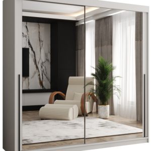 Szafa przesuwna z lustrem Garderoba SIMA T3 200 biały + u. czarny 1079106