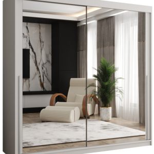 Szafa przesuwna z lustrem Garderoba SIMA T3 200 biały + u. srebrny 1079142