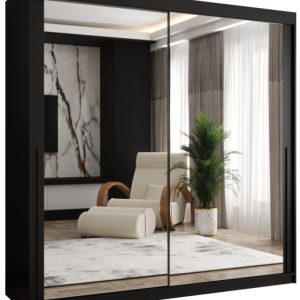 Szafa przesuwna z lustrem Garderoba SIMA T3 200 czarny + u. czarny 1079110 Szafa przesuwna z lustrem Garderoba SIMA T3 200 czarny + u. czarny 1079110