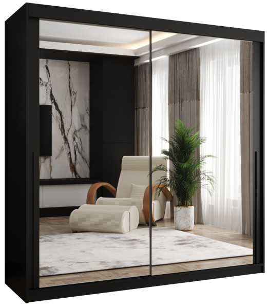 Szafa przesuwna z lustrem Garderoba SIMA T3 200 czarny + u. czarny 1079110