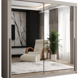 Szafa przesuwna z lustrem Garderoba SIMA T3 200 kaszmir + u. czarny 1079098 Szafa przesuwna z lustrem Garderoba SIMA T3 200 kaszmir + u. czarny 1079098