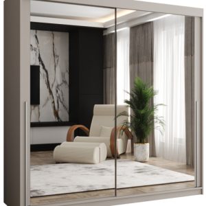 Szafa przesuwna z lustrem Garderoba SIMA T3 200 kaszmir + u. srebrny 1079107 Szafa przesuwna z lustrem Garderoba SIMA T3 200 kaszmir + u. srebrny 1079107