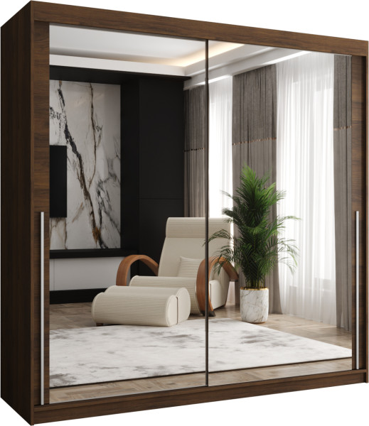 Szafa przesuwna z lustrem Garderoba SIMA T3 200 orzech + u. srebrny 1079080