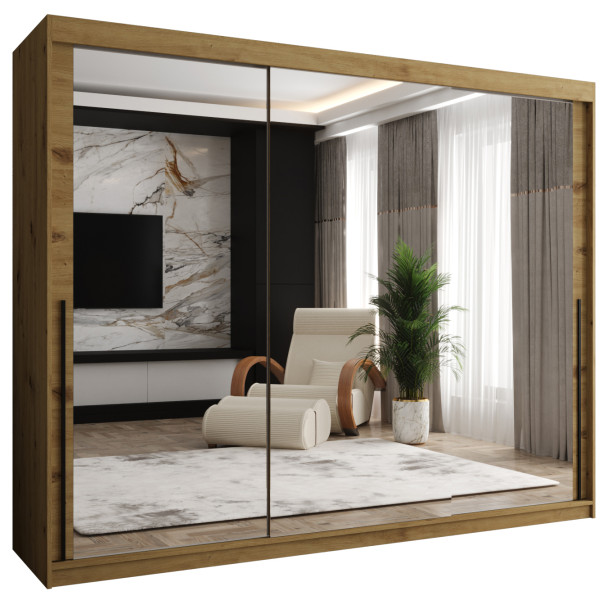 Szafa przesuwna z lustrem Garderoba SIMA T3 250 artisan + u. czarny 1079146
