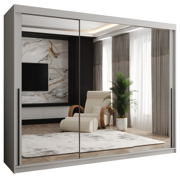 Szafa przesuwna z lustrem Garderoba SIMA T3 250 biały + u. czarny 1079084