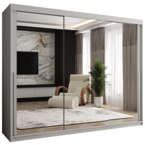 Szafa przesuwna z lustrem Garderoba SIMA T3 250 biały + u. srebrny 1079097 Szafa przesuwna z lustrem Garderoba SIMA T3 250 biały + u. srebrny 1079097