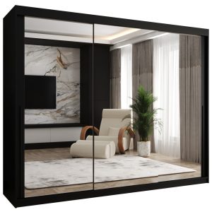 Szafa przesuwna z lustrem Garderoba SIMA T3 250 czarny + u. czarny 1079104 Szafa przesuwna z lustrem Garderoba SIMA T3 250 czarny + u. czarny 1079104