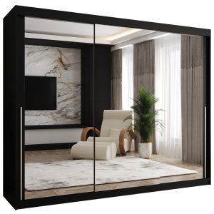 Szafa przesuwna z lustrem Garderoba SIMA T3 250 czarny + u. srebrny 1079158 Szafa przesuwna z lustrem Garderoba SIMA T3 250 czarny + u. srebrny 1079158