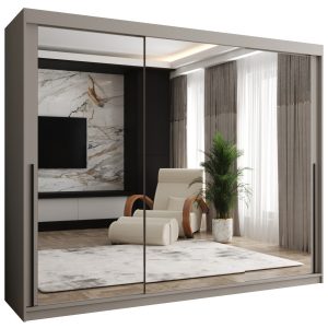 Szafa przesuwna z lustrem Garderoba SIMA T3 250 kaszmir + u. czarny 1079152 Szafa przesuwna z lustrem Garderoba SIMA T3 250 kaszmir + u. czarny 1079152