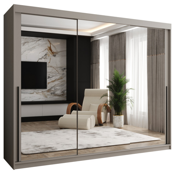 Szafa przesuwna z lustrem Garderoba SIMA T3 250 kaszmir + u. czarny 1079152