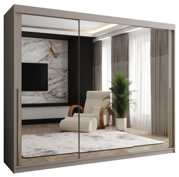 Szafa przesuwna z lustrem Garderoba SIMA T3 250 kaszmir + u. złoty 1079116
