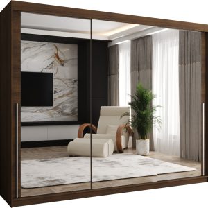 Szafa przesuwna z lustrem Garderoba SIMA T3 250 orzech + u. srebrny 1079153 Szafa przesuwna z lustrem Garderoba SIMA T3 250 orzech + u. srebrny 1079153