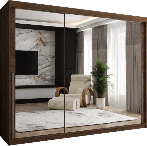 Szafa przesuwna z lustrem Garderoba SIMA T3 250 orzech + u. srebrny 1079153