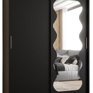Szafa przesuwna z lustrem Garderoba Spoti 150 czarny 565588 Szafa przesuwna z lustrem Garderoba Spoti 150 czarny 565588