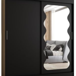 Szafa przesuwna z lustrem Garderoba Spoti 180 czarny 565529 Szafa przesuwna z lustrem Garderoba Spoti 180 czarny 565529