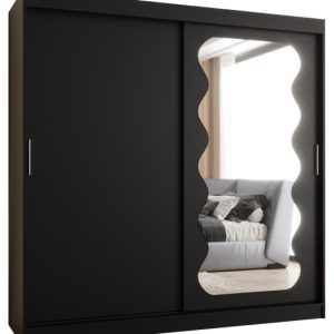 Szafa przesuwna z lustrem Garderoba Spoti 200 czarny 565554 Szafa przesuwna z lustrem Garderoba Spoti 200 czarny 565554