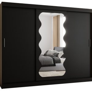 Szafa przesuwna z lustrem Garderoba Spoti 250 czarny 565577 Szafa przesuwna z lustrem Garderoba Spoti 250 czarny 565577