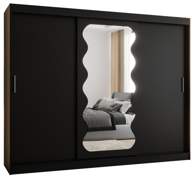 Szafa przesuwna z lustrem Garderoba Spoti 250 czarny 565577