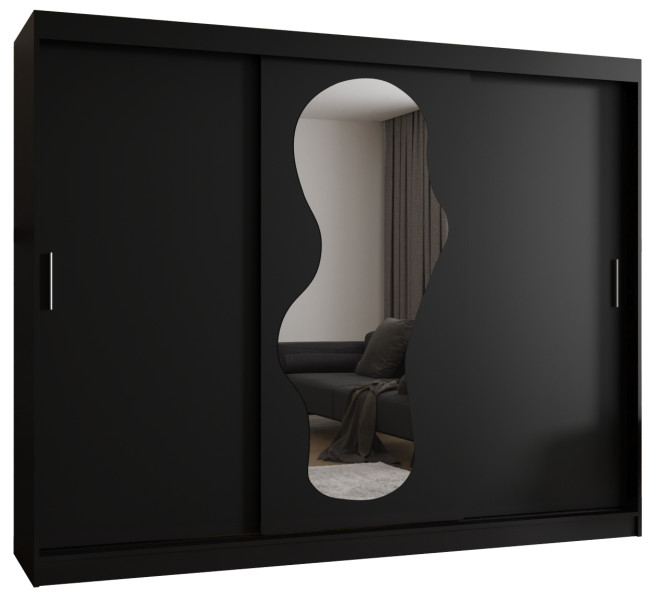 Szafa przesuwna z lustrem Garderoba Ultra 250 czarny 550106