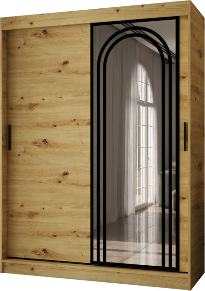 Szafa przesuwna z lustrem Garderoba VIGO 150 artisan + u. czarny 1097944