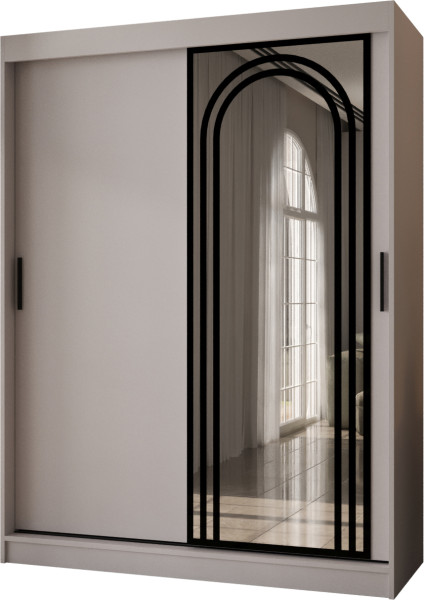 Szafa przesuwna z lustrem Garderoba VIGO 150 kaszmir + u. czarny 1097936