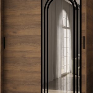 Szafa przesuwna z lustrem Garderoba VIGO 150 orzech + u. czarny 1097849