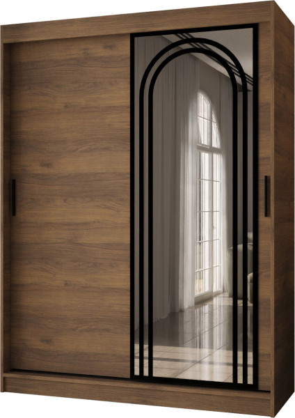 Szafa przesuwna z lustrem Garderoba VIGO 150 orzech + u. czarny 1097849