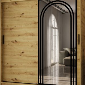 Szafa przesuwna z lustrem Garderoba VIGO 180 artisan + u. czarny 1097920