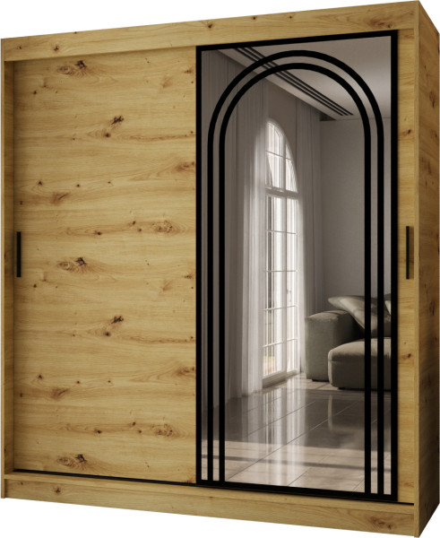 Szafa przesuwna z lustrem Garderoba VIGO 180 artisan + u. czarny 1097920
