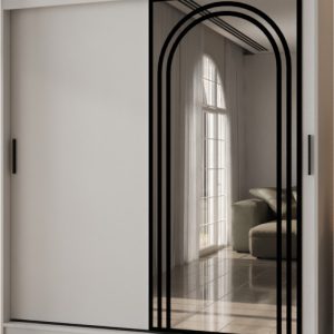 Szafa przesuwna z lustrem Garderoba VIGO 180 biały + u. czarny 1097884