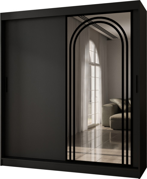 Szafa przesuwna z lustrem Garderoba VIGO 180 czarny + u. czarny 1097922