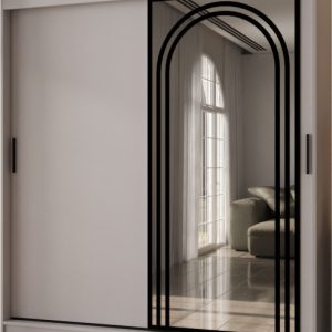 Szafa przesuwna z lustrem Garderoba VIGO 180 kaszmir + u. czarny 1097868 Szafa przesuwna z lustrem Garderoba VIGO 180 kaszmir + u. czarny 1097868