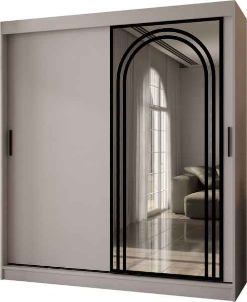 Szafa przesuwna z lustrem Garderoba VIGO 180 kaszmir + u. czarny 1097868