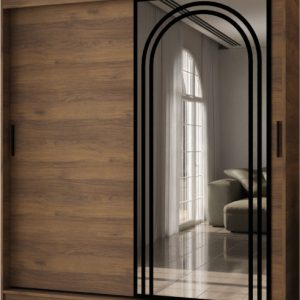 Szafa przesuwna z lustrem Garderoba VIGO 180 orzech + u. czarny 1097829 Szafa przesuwna z lustrem Garderoba VIGO 180 orzech + u. czarny 1097829