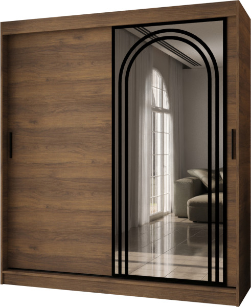 Szafa przesuwna z lustrem Garderoba VIGO 180 orzech + u. czarny 1097829