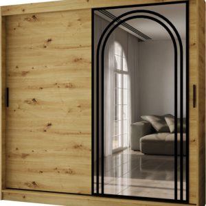 Szafa przesuwna z lustrem Garderoba VIGO 200 artisan + u. czarny 1097929 Szafa przesuwna z lustrem Garderoba VIGO 200 artisan + u. czarny 1097929