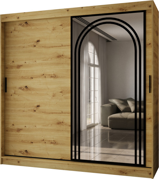 Szafa przesuwna z lustrem Garderoba VIGO 200 artisan + u. czarny 1097929