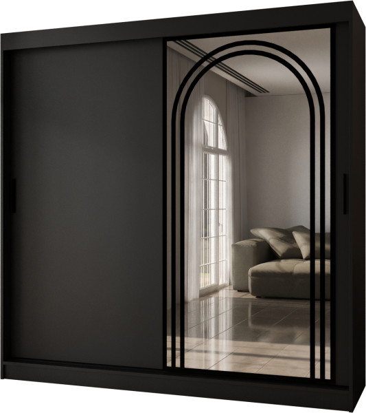 Szafa przesuwna z lustrem Garderoba VIGO 200 czarny + u. czarny 1097881