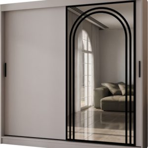 Szafa przesuwna z lustrem Garderoba VIGO 200 kaszmir + u. czarny 1097862 Szafa przesuwna z lustrem Garderoba VIGO 200 kaszmir + u. czarny 1097862