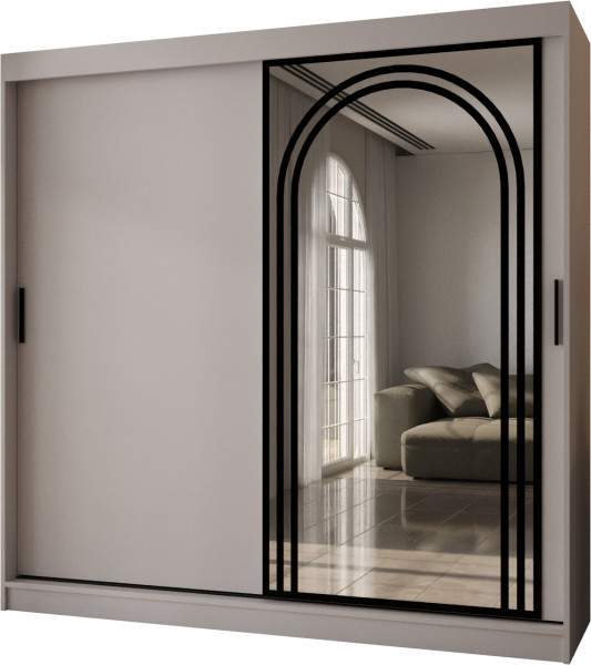 Szafa przesuwna z lustrem Garderoba VIGO 200 kaszmir + u. czarny 1097862