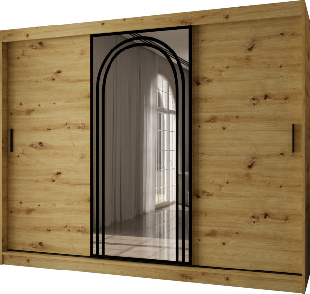Szafa przesuwna z lustrem Garderoba VIGO 250 artisan + u. czarny 1097876