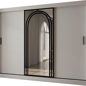 Szafa przesuwna z lustrem Garderoba VIGO 250 biały + u. czarny 1097930 Szafa przesuwna z lustrem Garderoba VIGO 250 biały + u. czarny 1097930