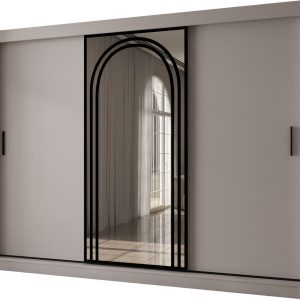 Szafa przesuwna z lustrem Garderoba VIGO 250 kaszmir + u. czarny 1097928 Szafa przesuwna z lustrem Garderoba VIGO 250 kaszmir + u. czarny 1097928