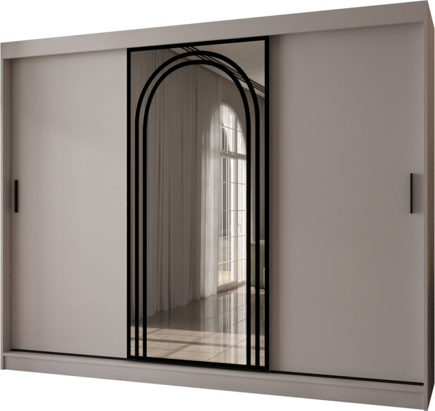 Szafa przesuwna z lustrem Garderoba VIGO 250 kaszmir + u. czarny 1097928
