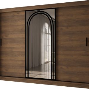 Szafa przesuwna z lustrem Garderoba VIGO 250 orzech + u. czarny 1097923 Szafa przesuwna z lustrem Garderoba VIGO 250 orzech + u. czarny 1097923